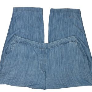 Chico’s Pull On Straight Crop Pants Size 3‎ (16) 100% Tencel Lyocell Rela…